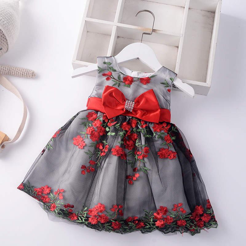 Princess Embroidered red Kids Party Dress