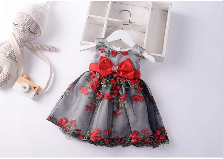 Princess Embroidered red Kids Party Dress