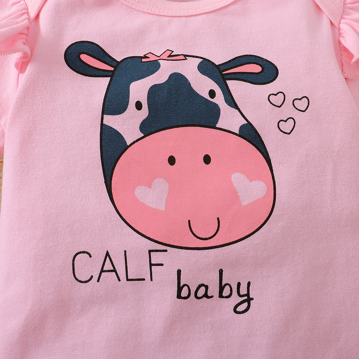 3pcs Baby Calf Print Romper Set and head band