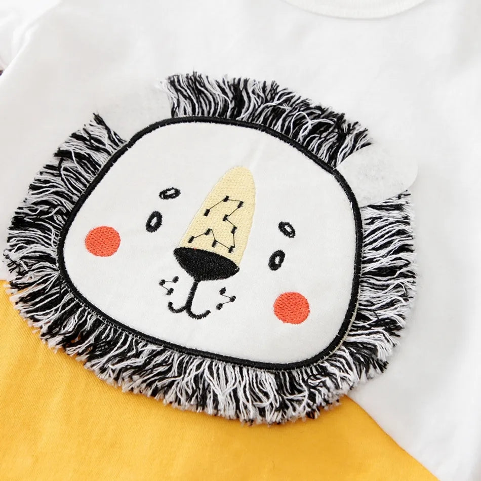 Short-sleeve Baby Romper Cartoon Animal Print 3D Ears