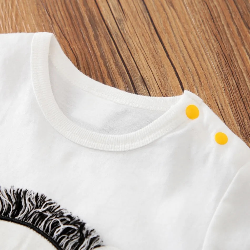 Short-sleeve Baby Romper Cartoon Animal Print 3D Ears